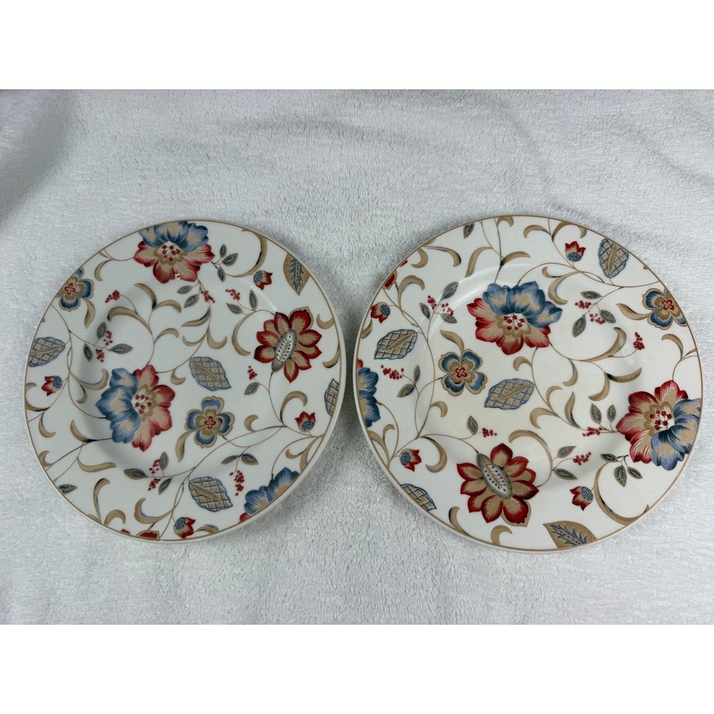 Churchill Jacobean Salad Plates Set of 2 Floral Chintz fine Earthenware 8 Inch